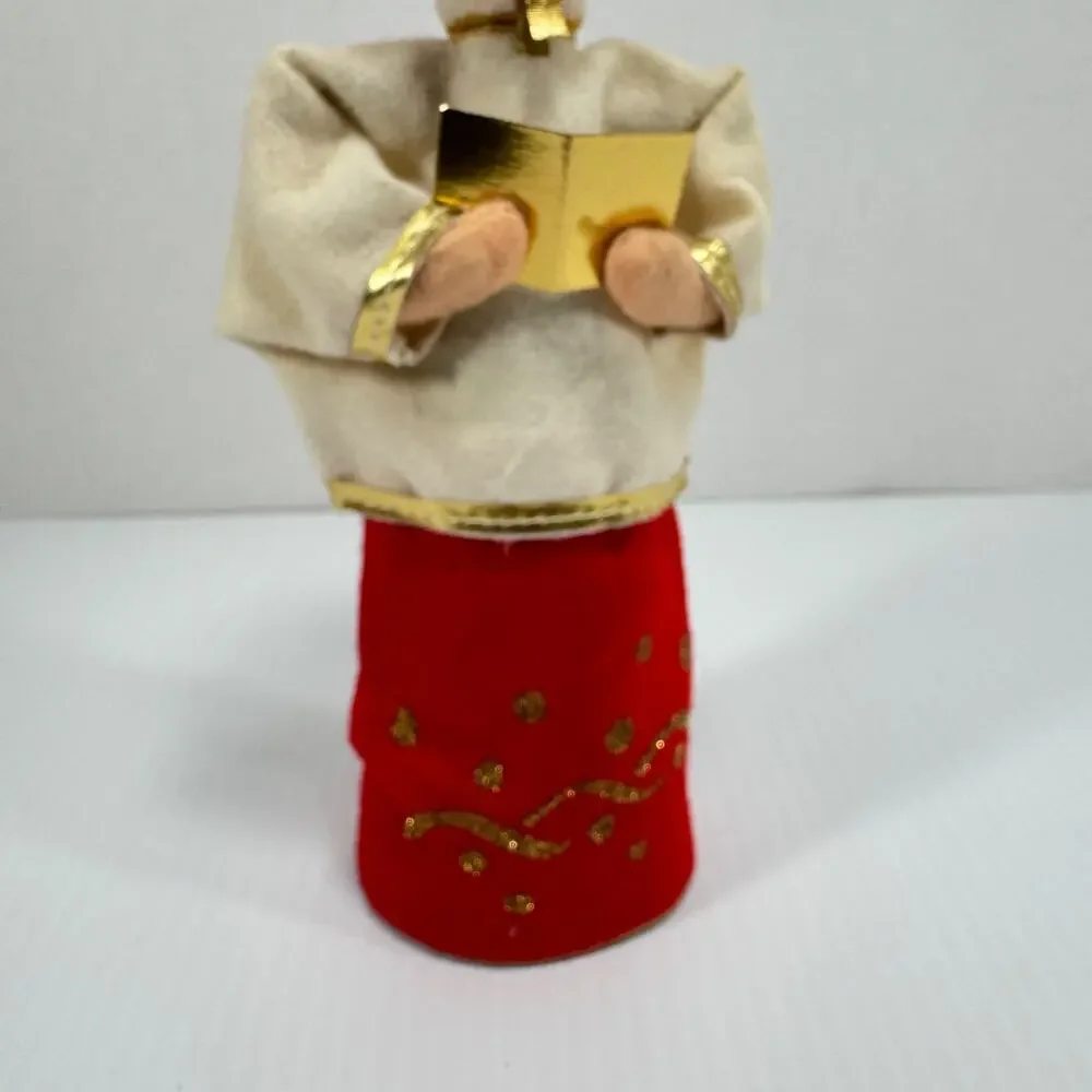 Vintage Christmas Caroler Figure Felt Holiday Decor MCM Japan Figurine